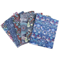 HKM-892115 Deep Blue Series Botanical Print 100% Cotton Twill Fabric - Bird Forest Design