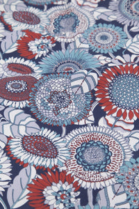 HKM-892115 Deep Blue Series Botanical Print 100% Cotton Twill Fabric - Bird Forest Design
