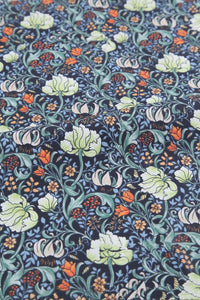 HKM-892115 Deep Blue Series Botanical Print 100% Cotton Twill Fabric - Bird Forest Design