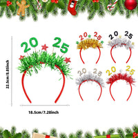 HKM-892243 Festive 5-Pack Christmas Headbands with Glitter Tinsel for Holiday Party Celebrations