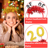 HKM-892243 Festive 5-Pack Christmas Headbands with Glitter Tinsel for Holiday Party Celebrations