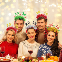 HKM-892243 Festive 5-Pack Christmas Headbands with Glitter Tinsel for Holiday Party Celebrations