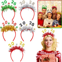 HKM-892243 Festive 5-Pack Christmas Headbands with Glitter Tinsel for Holiday Party Celebrations