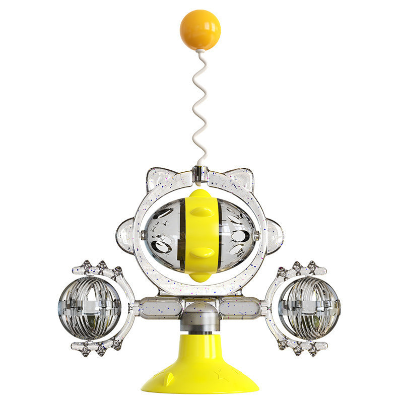 HKM-892307 Colorful Cat Pinwheel Toy with Sucker and Leaky Ball