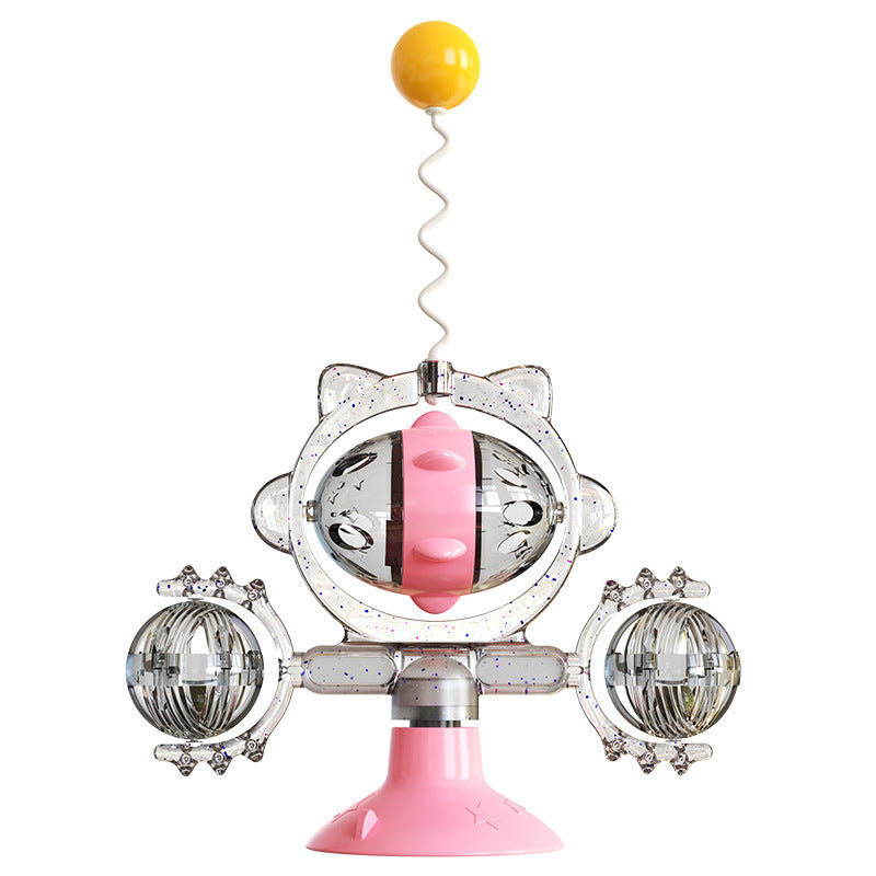 HKM-892307 Colorful Cat Pinwheel Toy with Sucker and Leaky Ball