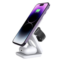 HKM-892499 Folding 3-in-1 Magnetic Wireless Charger Stand for Qi-Enabled Devices