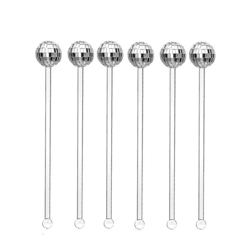 HKM-892563 Disco Cocktail Muddler Set - 12 Silver Plastic Stirring Sticks for Festivals and Celebrations