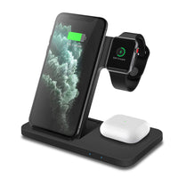 HKM-892627 Fast Charge Foldable Wireless Charger with Universal Mobile Phone and Headset Adapter, Black/White