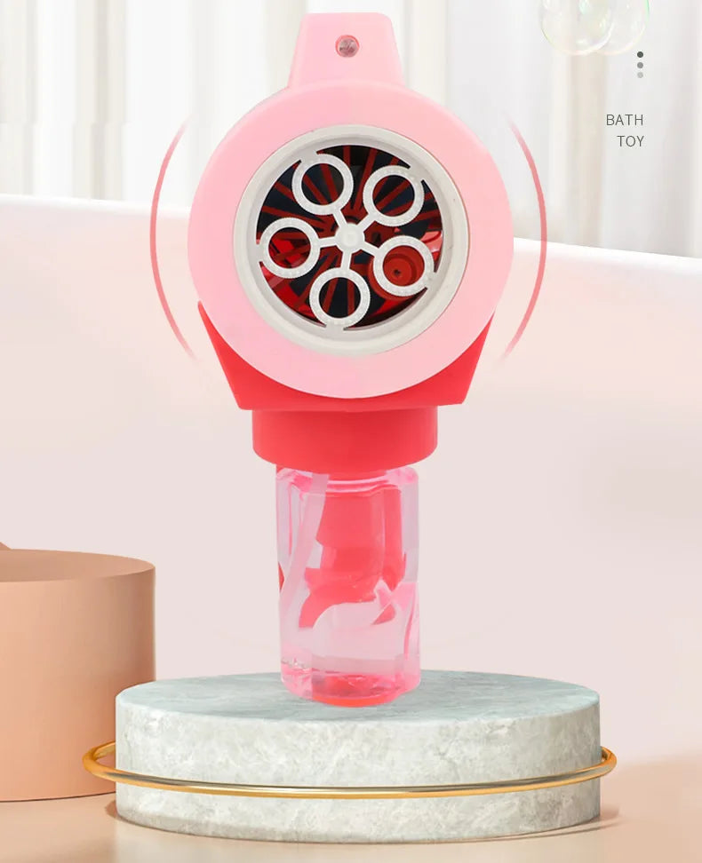 HKM-892691 Electric Automatic Bubble Machine with Color Light for Kids Outdoor Fun