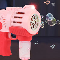 HKM-892691 Electric Automatic Bubble Machine with Color Light for Kids Outdoor Fun