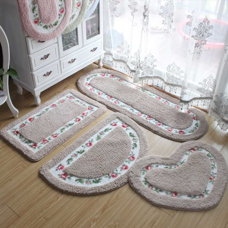 HKM-892819 Bathroom Door Mat - Soft Polyester Fiber Household Mat for Comfort and Cleanliness