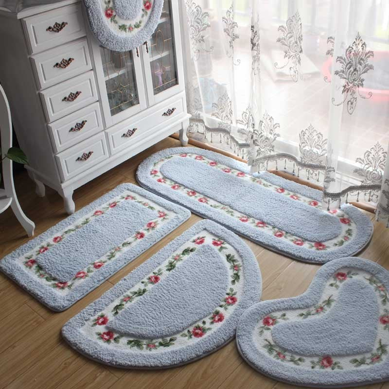 HKM-892819 Bathroom Door Mat - Soft Polyester Fiber Household Mat for Comfort and Cleanliness