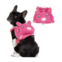HKM-892947 Adjustable Cartoon Dog Breast Strap Backpack in Blue or Pink - Soft Polyester Design for Outdoor Travel