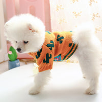 HKM-893011 Warm Thick Acrylic Sweater for Pets - Autumn & Winter Style in Turmeric Cactus, Multiple Sizes Available