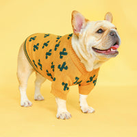 HKM-893011 Warm Thick Acrylic Sweater for Pets - Autumn & Winter Style in Turmeric Cactus, Multiple Sizes Available