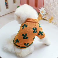 HKM-893011 Warm Thick Acrylic Sweater for Pets - Autumn & Winter Style in Turmeric Cactus, Multiple Sizes Available