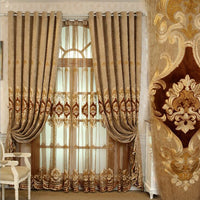 HKM-893139 Double-Sided Chenille Velvet Embroidered European Curtain - 2.7M Length