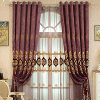 HKM-893139 Double-Sided Chenille Velvet Embroidered European Curtain - 2.7M Length