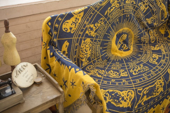 HKM-893139 Multi-Purpose Sofa Blanket in Constellation Design - Cotton Covers for Various Sofa Sizes and Uses
