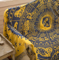 HKM-893139 Multi-Purpose Sofa Blanket in Constellation Design - Cotton Covers for Various Sofa Sizes and Uses
