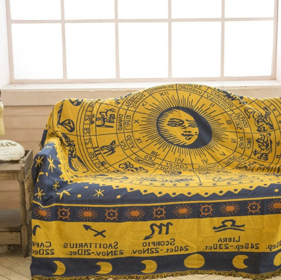 HKM-893139 Multi-Purpose Sofa Blanket in Constellation Design - Cotton Covers for Various Sofa Sizes and Uses