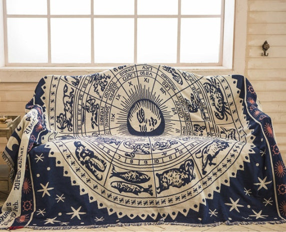 HKM-893139 Multi-Purpose Sofa Blanket in Constellation Design - Cotton Covers for Various Sofa Sizes and Uses
