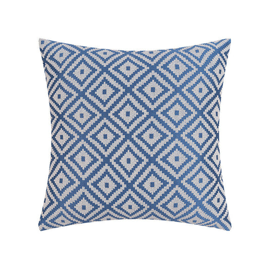 HKM-893395 Nordic Geometric Pattern Jacquard Pillow Cover – Double-sided Woven, Cyan Blue Yellow, 30x50cm & 45x45cm
