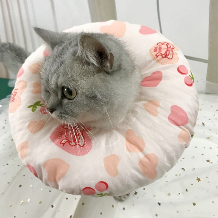 HKM-893459 Soft Sponge Cat Collar - Adjustable Cotton Headgear for Pets, Cartoon Design, Multiple Colors Available