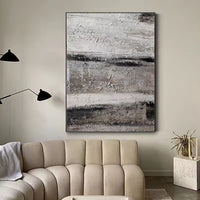 HKM-893523 Handmade Abstract Oil Painting on Canvas - Grey Textured Wall Art for Home Decor