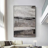 HKM-893523 Handmade Abstract Oil Painting on Canvas - Grey Textured Wall Art for Home Decor