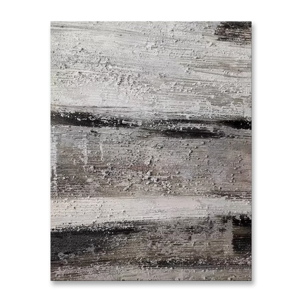 HKM-893523 Handmade Abstract Oil Painting on Canvas - Grey Textured Wall Art for Home Decor