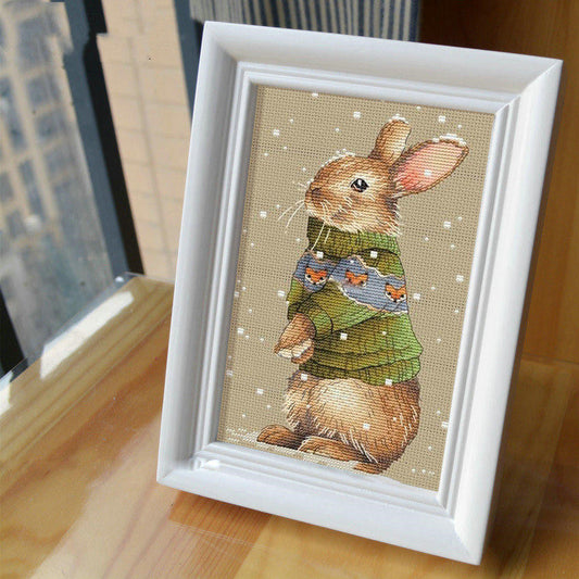HKM-893587 Animal Rabbit Cross Stitch Kit - 14CT and 28CT Embroidered Fabric