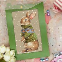 HKM-893587 Animal Rabbit Cross Stitch Kit - 14CT and 28CT Embroidered Fabric