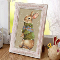 HKM-893587 Animal Rabbit Cross Stitch Kit - 14CT and 28CT Embroidered Fabric