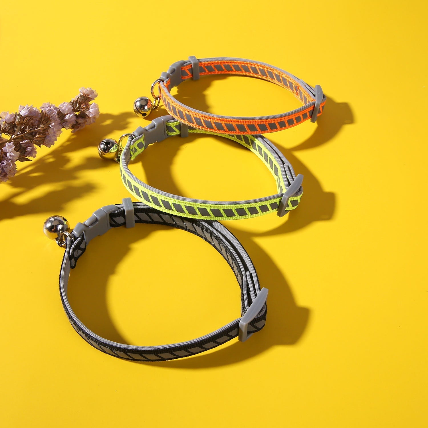 HKM-893587 Reflective Cat and Dog Collars with Comfortable Plastic Buckle, Adjustable Neck Circumference 20-34cm
