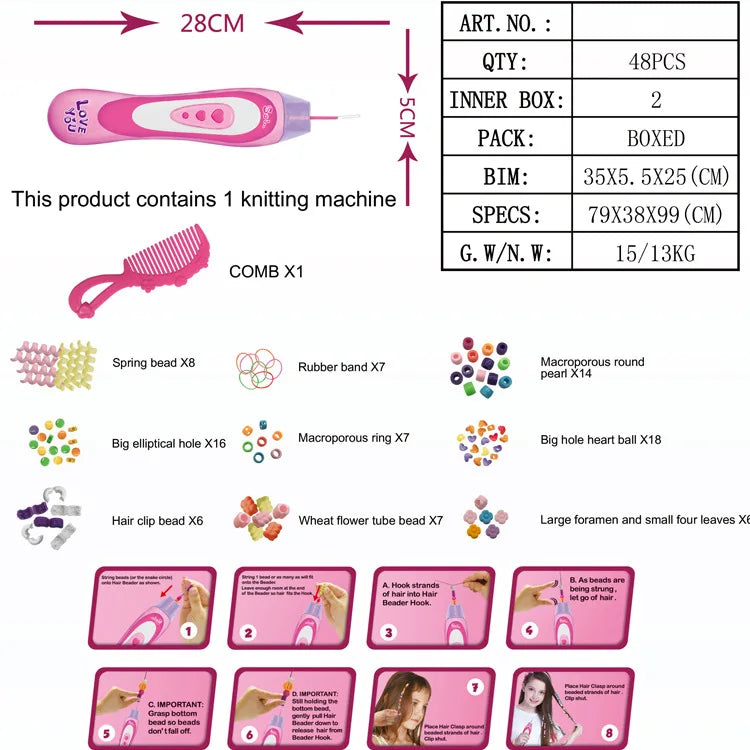 HKM-893843 DIY Hair Braider Tool for Girls - Multifunctional Bracelet Braid Making Set, Ages 3+