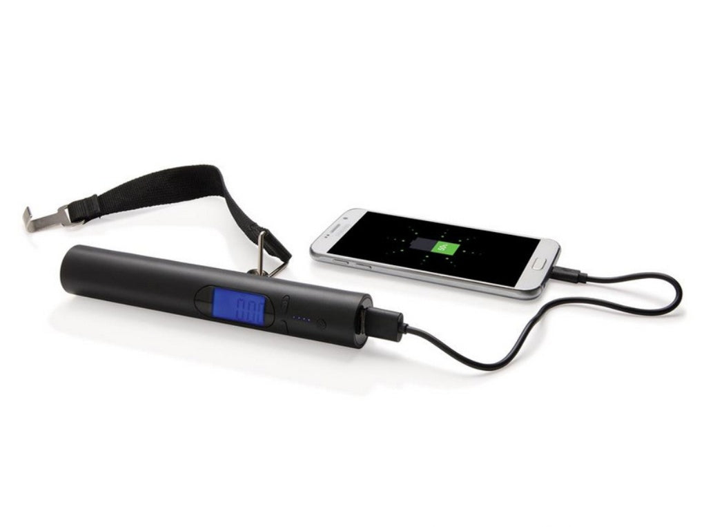 HKM-893971 USB Mobile Power Luggage Scale with Flashlight and Blue Backlit LCD Display
