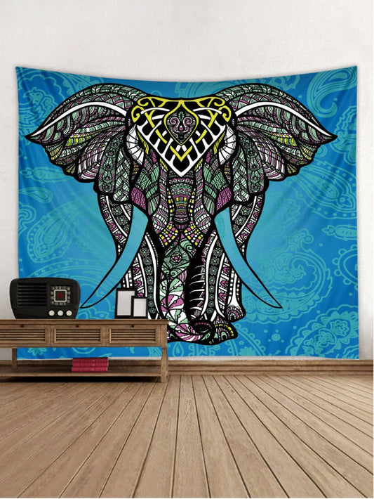 HKM-894291 Colorful Elephant Wall Tapestry – Vibrant Art for Home Décor (150x100cm, 150x130cm, 150x230cm)