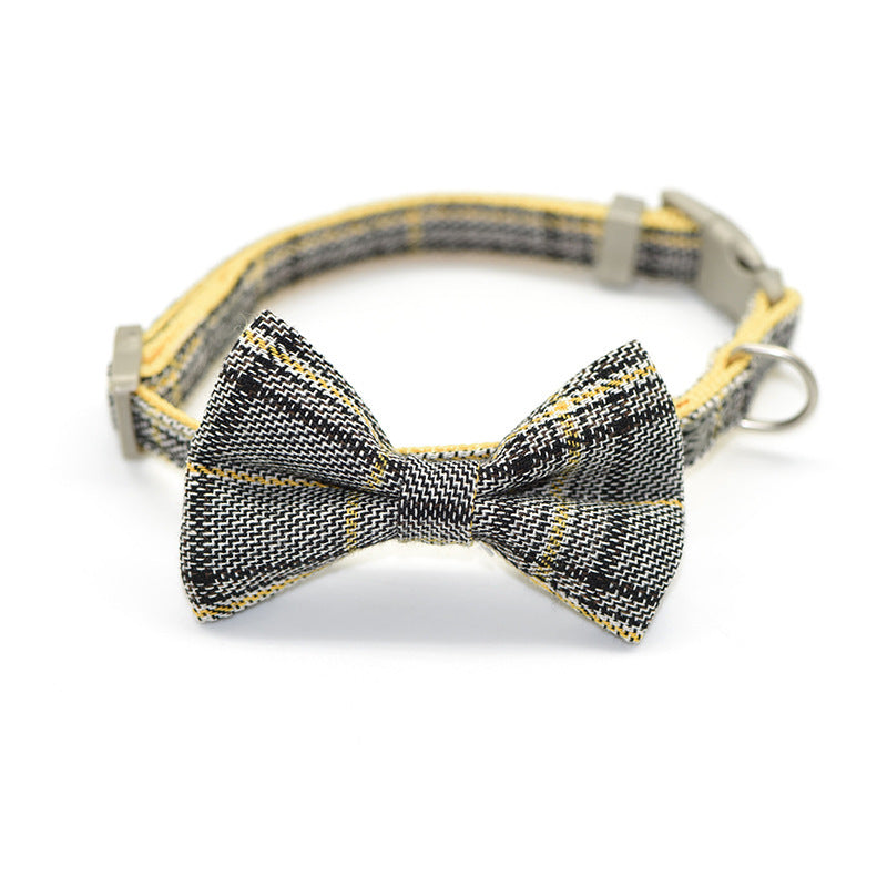 HKM-894291 Cotton plaid pet leash collar with snack bag