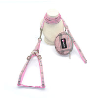 HKM-894291 Cotton plaid pet leash collar with snack bag