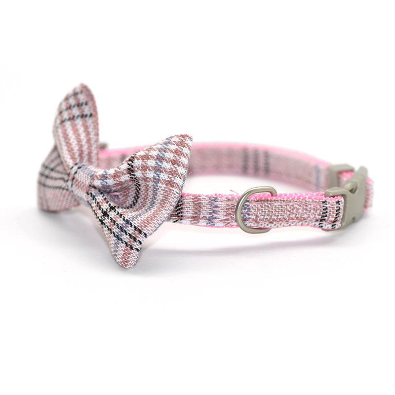 HKM-894291 Cotton plaid pet leash collar with snack bag