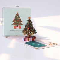 HKM-894355 Three-Dimensional Hollow Carved Christmas Tree Greeting Card - 15x15cm