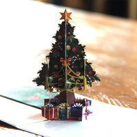 HKM-894355 Three-Dimensional Hollow Carved Christmas Tree Greeting Card - 15x15cm