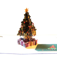 HKM-894355 Three-Dimensional Hollow Carved Christmas Tree Greeting Card - 15x15cm