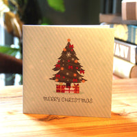 HKM-894355 Three-Dimensional Hollow Carved Christmas Tree Greeting Card - 15x15cm
