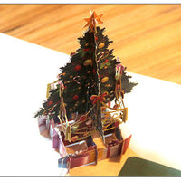 HKM-894355 Three-Dimensional Hollow Carved Christmas Tree Greeting Card - 15x15cm