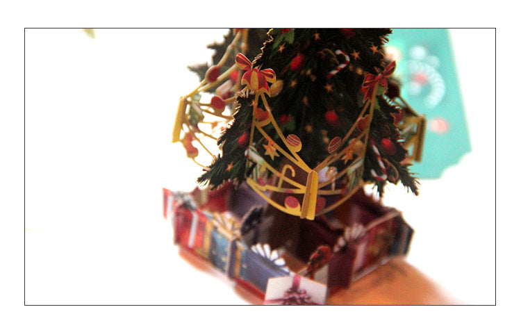 HKM-894355 Three-Dimensional Hollow Carved Christmas Tree Greeting Card - 15x15cm