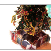 HKM-894355 Three-Dimensional Hollow Carved Christmas Tree Greeting Card - 15x15cm