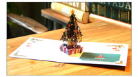 HKM-894355 Three-Dimensional Hollow Carved Christmas Tree Greeting Card - 15x15cm
