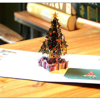 HKM-894355 Three-Dimensional Hollow Carved Christmas Tree Greeting Card - 15x15cm